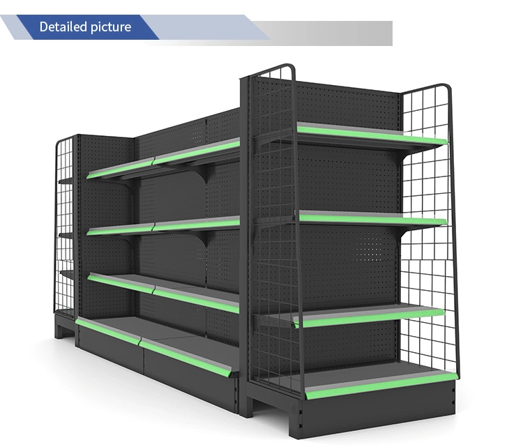 Black Gondola Shelving Units Durable Cosmetic Display Shelf