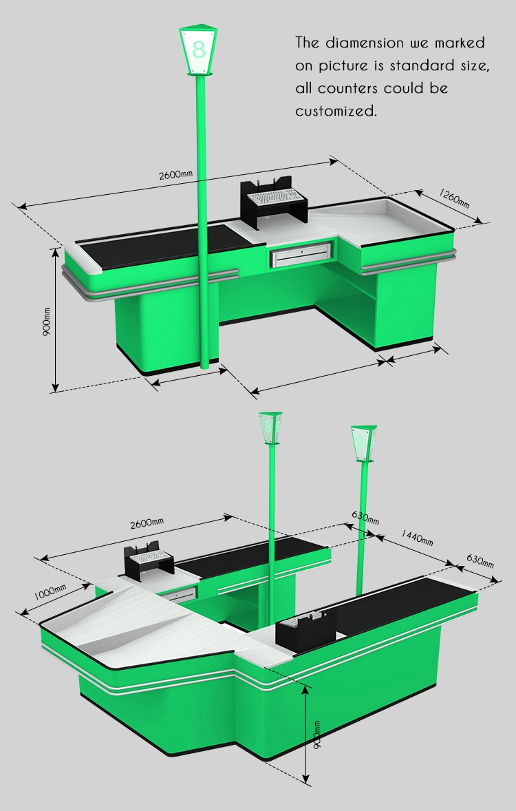 Double Sided Island Electric Checkout Counter with Conveyor Belt