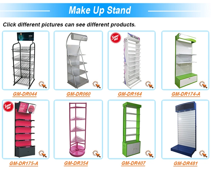 Customized Metal Cosmetics Make up Display Shop Cosmetic Makeup Shelf