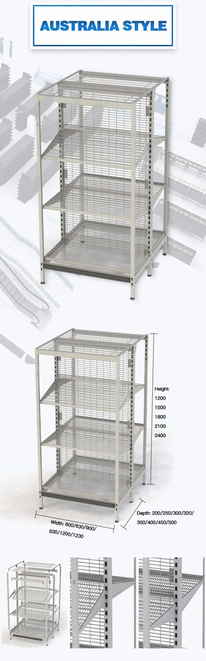 Shopping Trolley Basket Shelves Supermarket Equipments