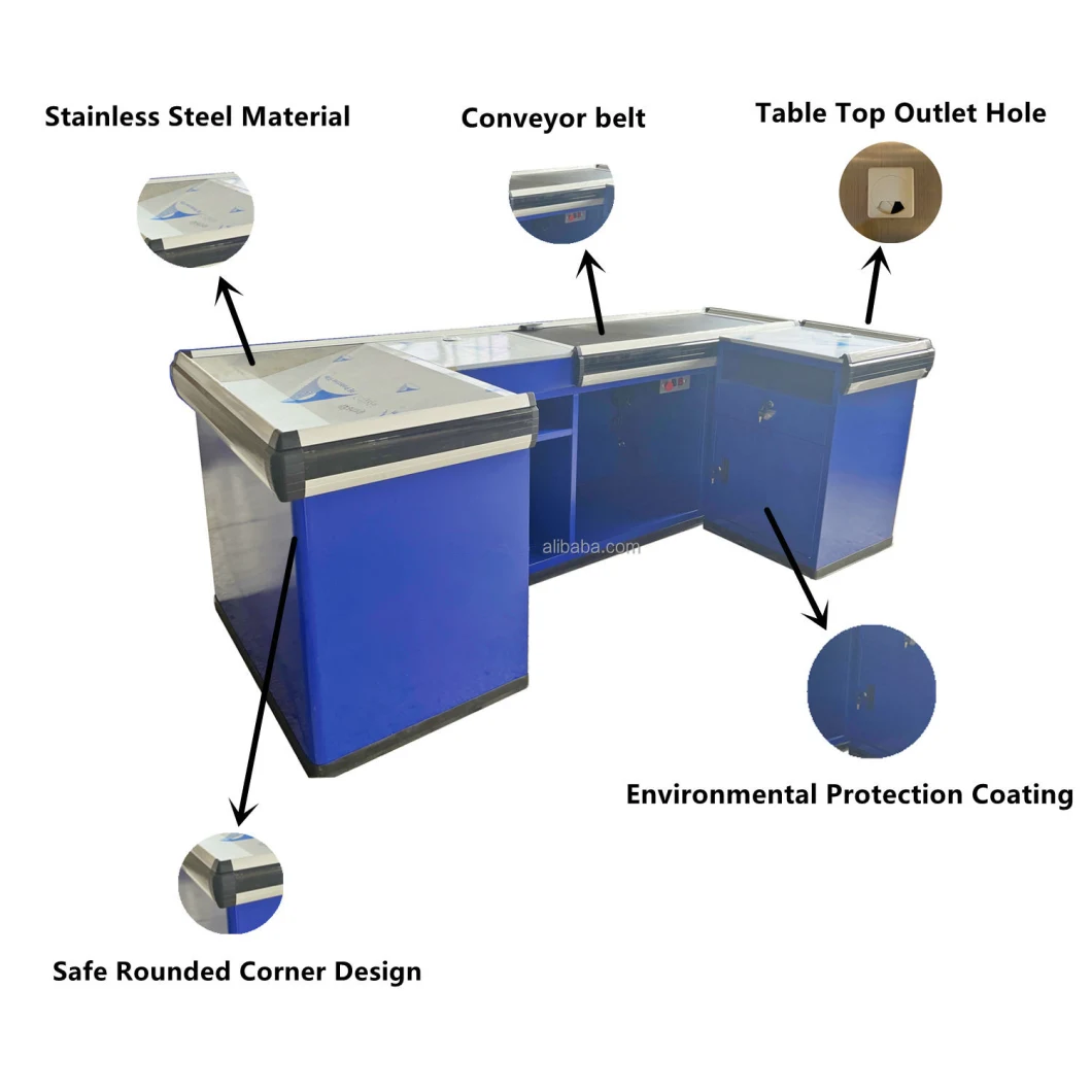 Shop Counter Table Supermarket Checkout Counter with Conveyor Belt