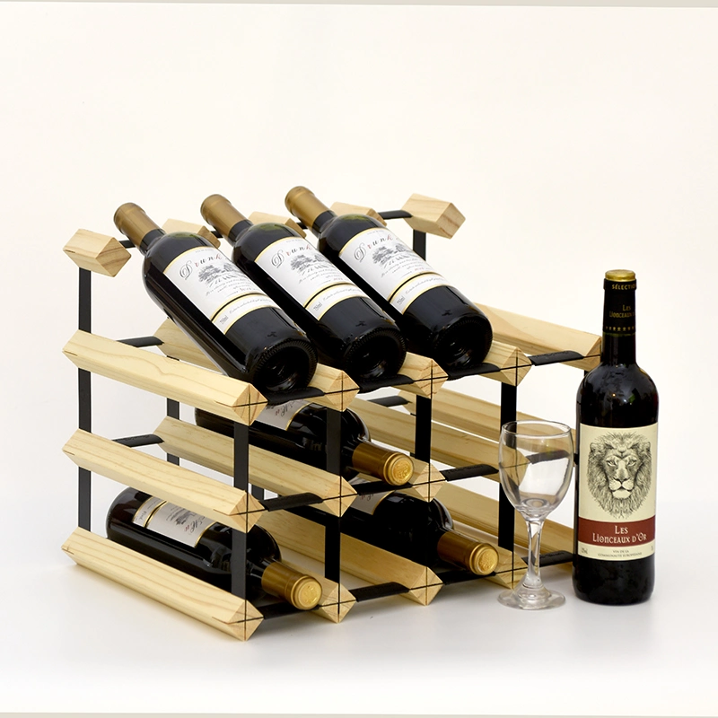 Standing Wooden Wine Rack, Wood Wine Storage Racks for Kitchen, Restaurant, Bars, Pantry, Carbonized Wood Color