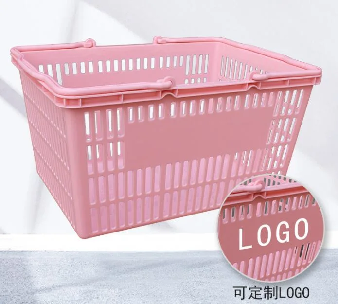 25L Double Handle Shopping Basket Supermarket Equipment with Big Capacity Stock 5 Color