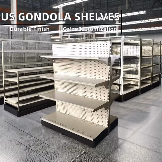 Scaffale in metallo per negozio di alimentari, gondola, supermercato