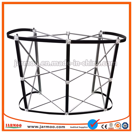 Banco cassa con display pop-up promozionale in tessuto tensionato